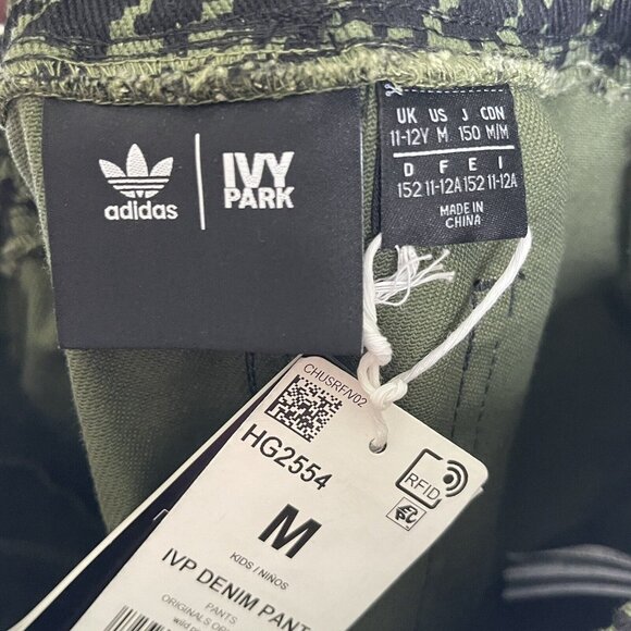 IVY PARK Joggers Kids Medium 11-12Y Houndstooth Denim Pants Black Green New - Picture 13 of 14